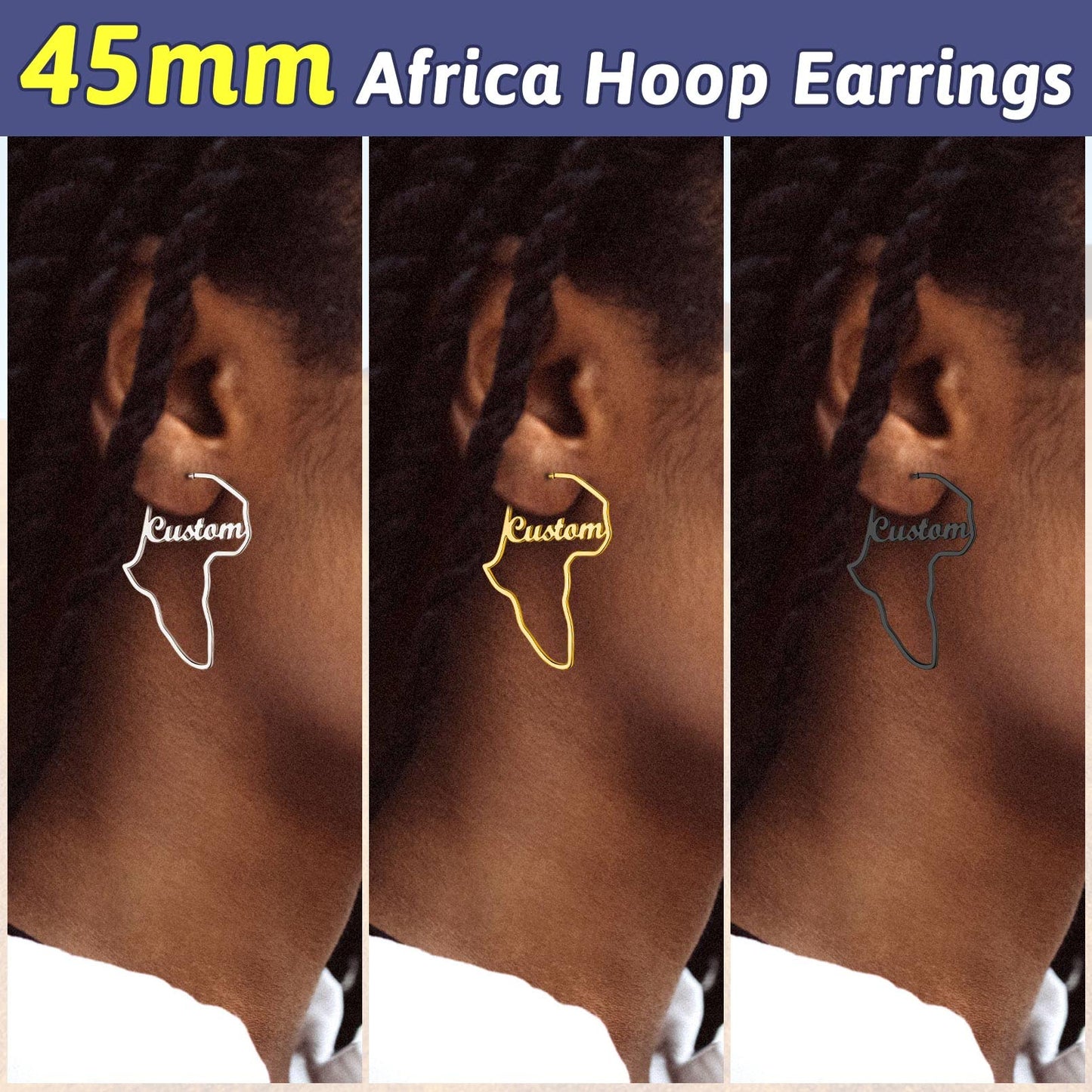 FaithHeart African Map Shaped Drop Earrings Stainless Steel/18K Gold Plated Statement Africa Jewelry Ear Charms for Women Teen Girls