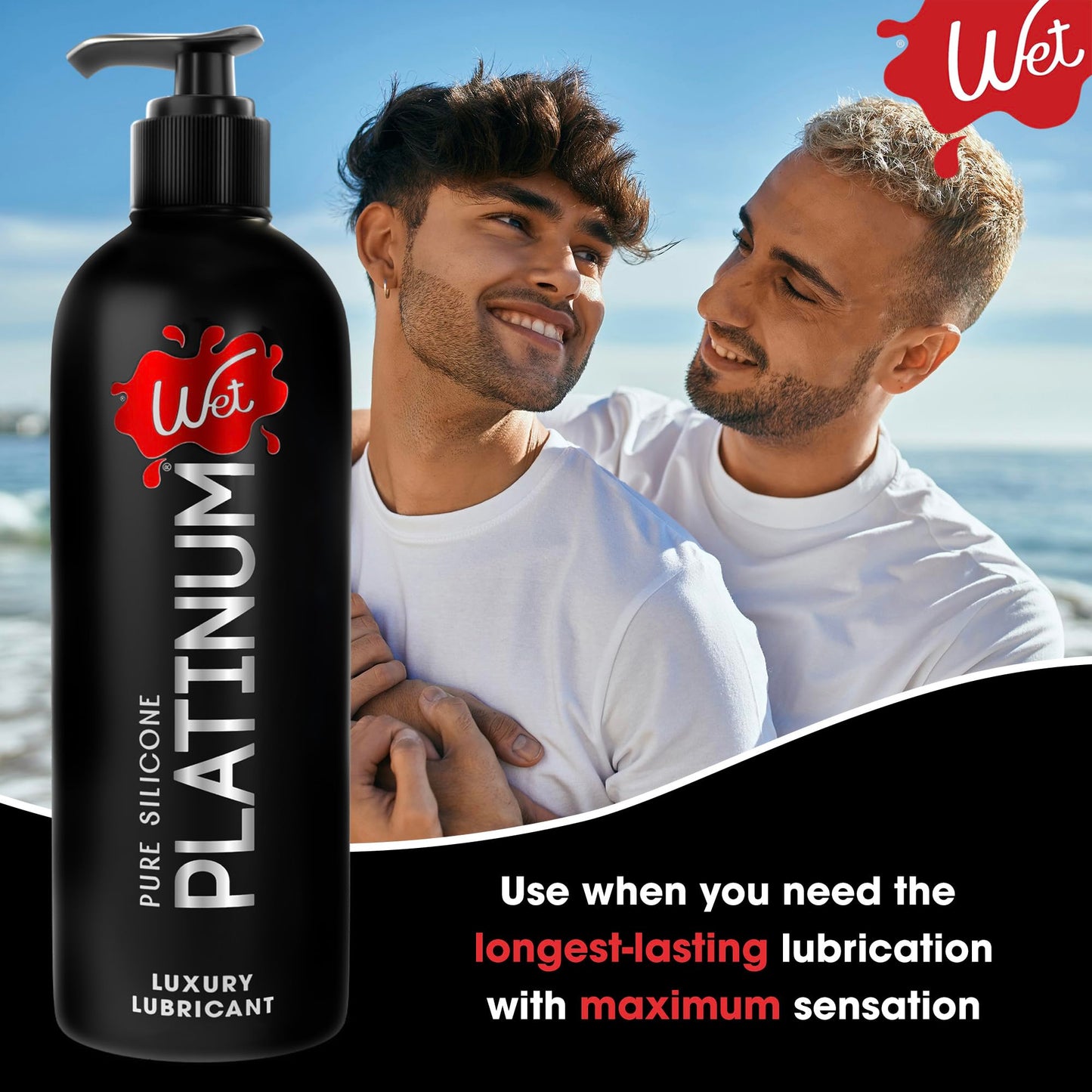 Wet Platinum Silicone-Based Lube for Men, Women & Couples, 4.2 Fl Oz - Ultra Long-Lasting & Water-Resistant Premium Personal Lubricant - Safe to Use with Latex Condoms - Non-Sticky & Hypoallergenic