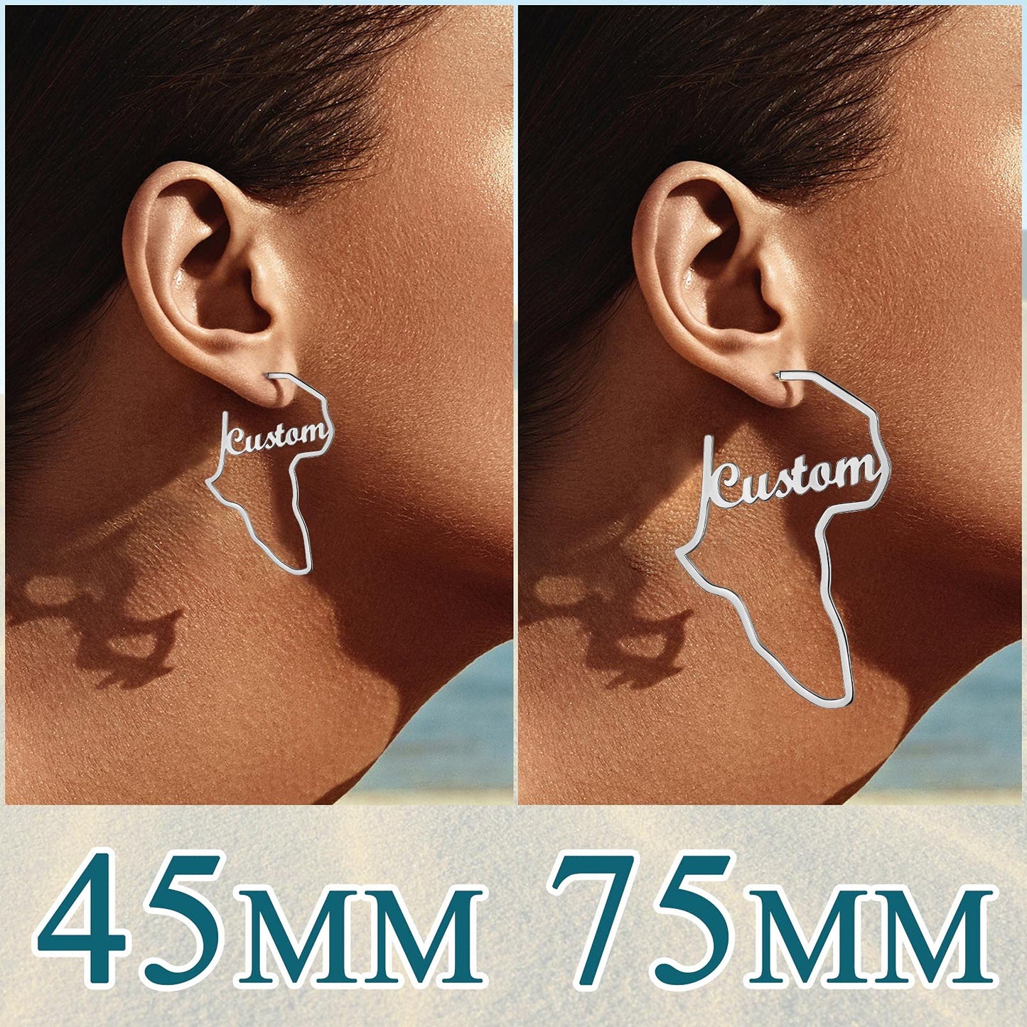 FaithHeart African Map Shaped Drop Earrings Stainless Steel/18K Gold Plated Statement Africa Jewelry Ear Charms for Women Teen Girls