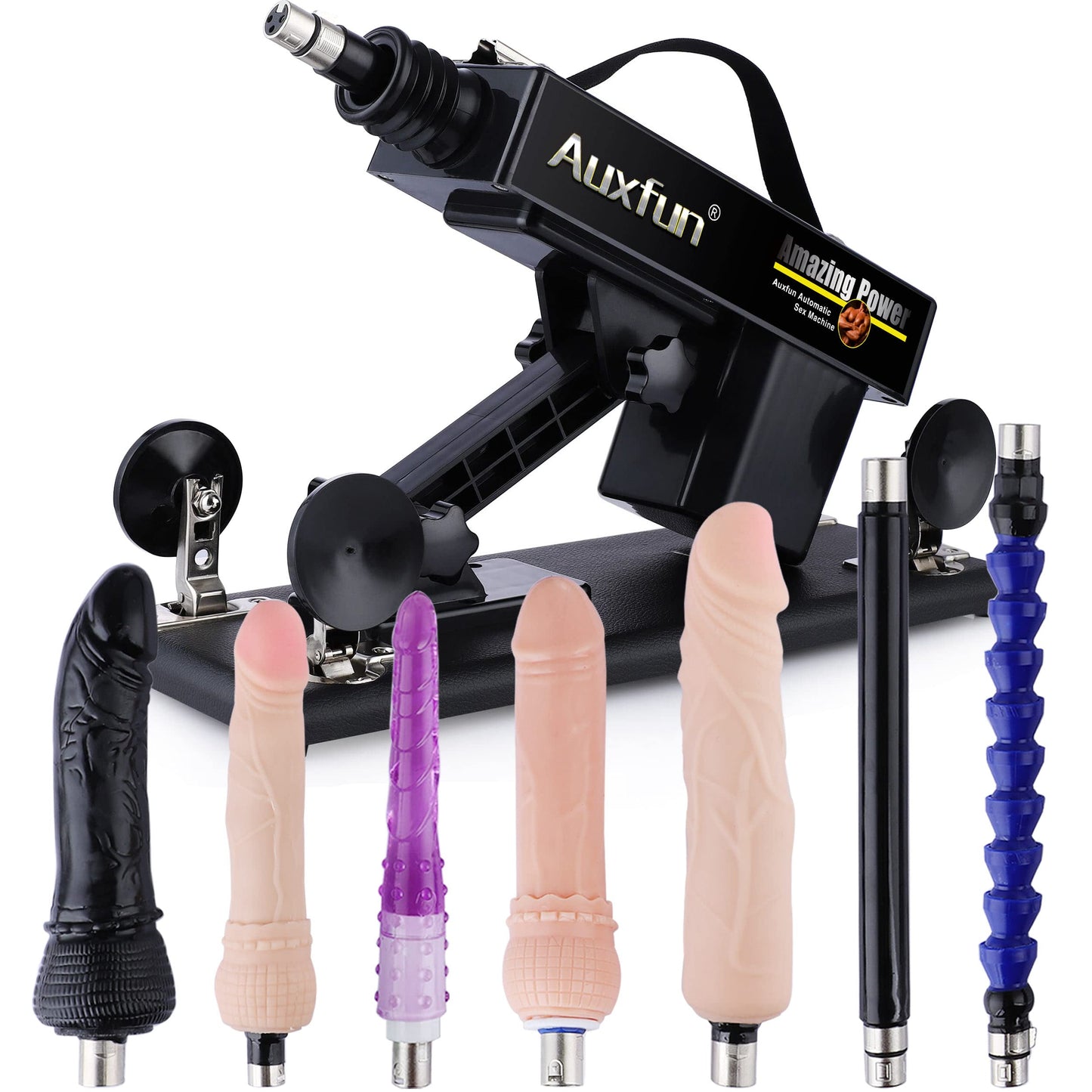 AUXFUN Sex Machine Guns, Automatic Machine Adult Sex Toys Adjustable 3 XLR Connector Love Machine with 8 Attachments for Men Women and Couples