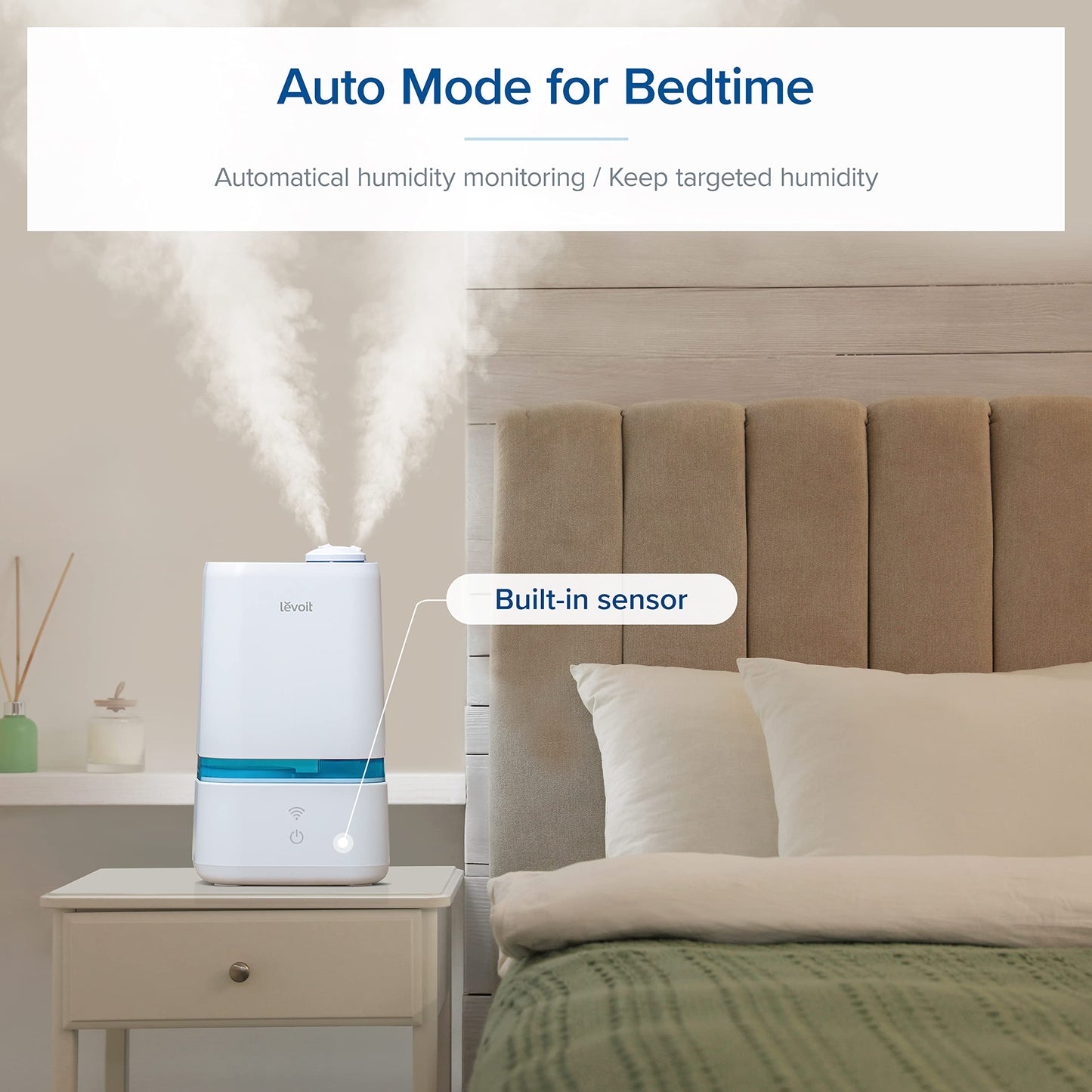 LEVOIT Humidifiers for Bedroom, Quiet (3L Water Tank) Cool Mist Top Fill Essential Oil Diffuser with 25Watt for Home Large Room, 360° Nozzle, Rapid Ultrasonic Humidification for Baby Nursery and Plant