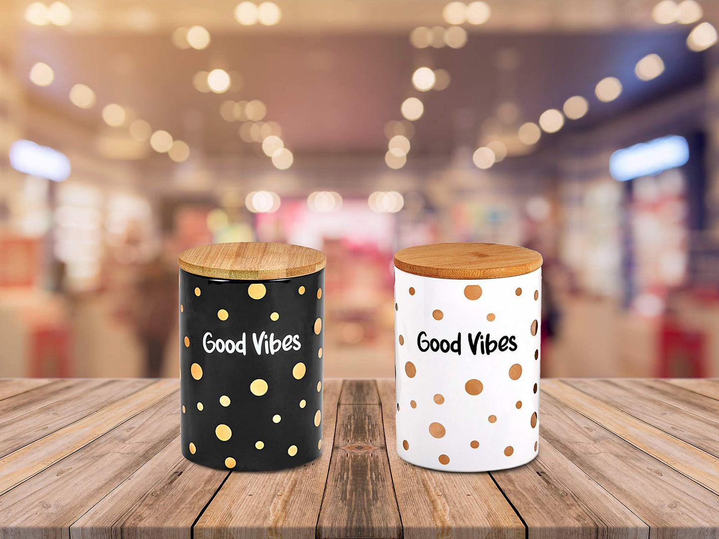 FASHIONCRAFT 88087 Canister Stash Jar, “Good Vibes” Novelty Stash Jar, Black