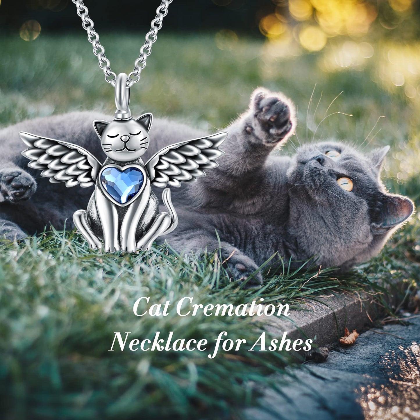 AOBOCO 925 Sterling Silver Dog/Cat Urn Necklace for Ashes Pet Cremation Keepsake Necklace Memorial Jewelry Gift for Women