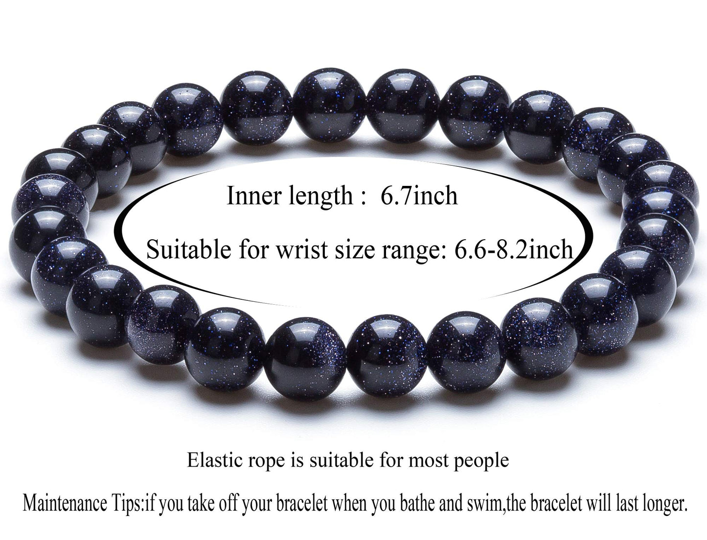 Hamoery Men Women 8mm Natural Stone Lava Rock Diffuser Bracelet Elastic Yoga Agate Beads Bracelet Bangle