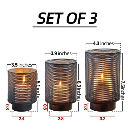 Metal Candle Holders for Jar Candles Set of 3,Hurricane Candle Holder for Pillar Candles Votives,Black and Gold Vintage Candlesticks for Table Centerpiece Home Decor