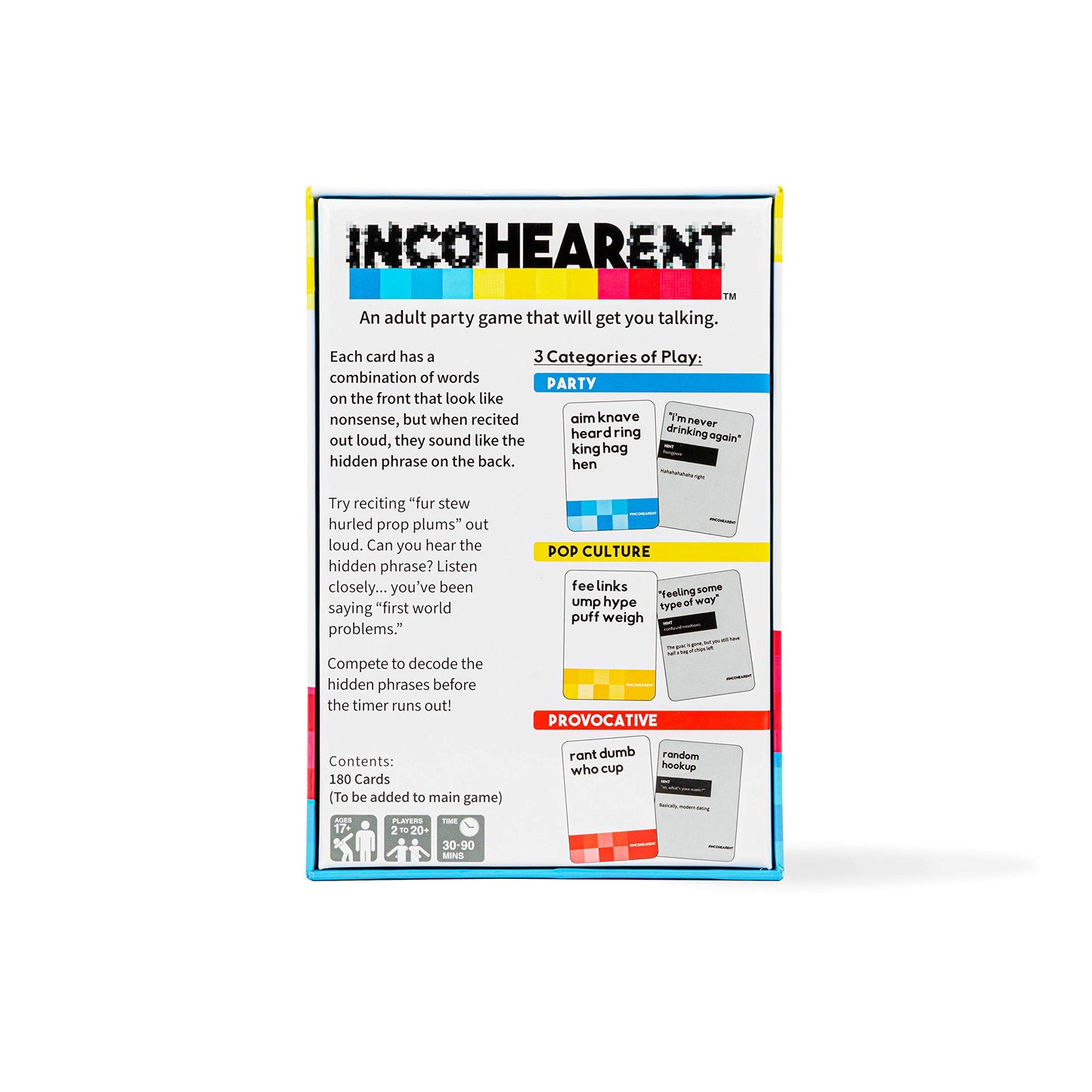 Incohearent, The Guess the Gibberish Party Game by Relatable, A Funny Card Game for Adults, Great for Bachelorette Party Games or Game Night Games, Includes 400 Cards, Instructions, and 1 Sand Timer