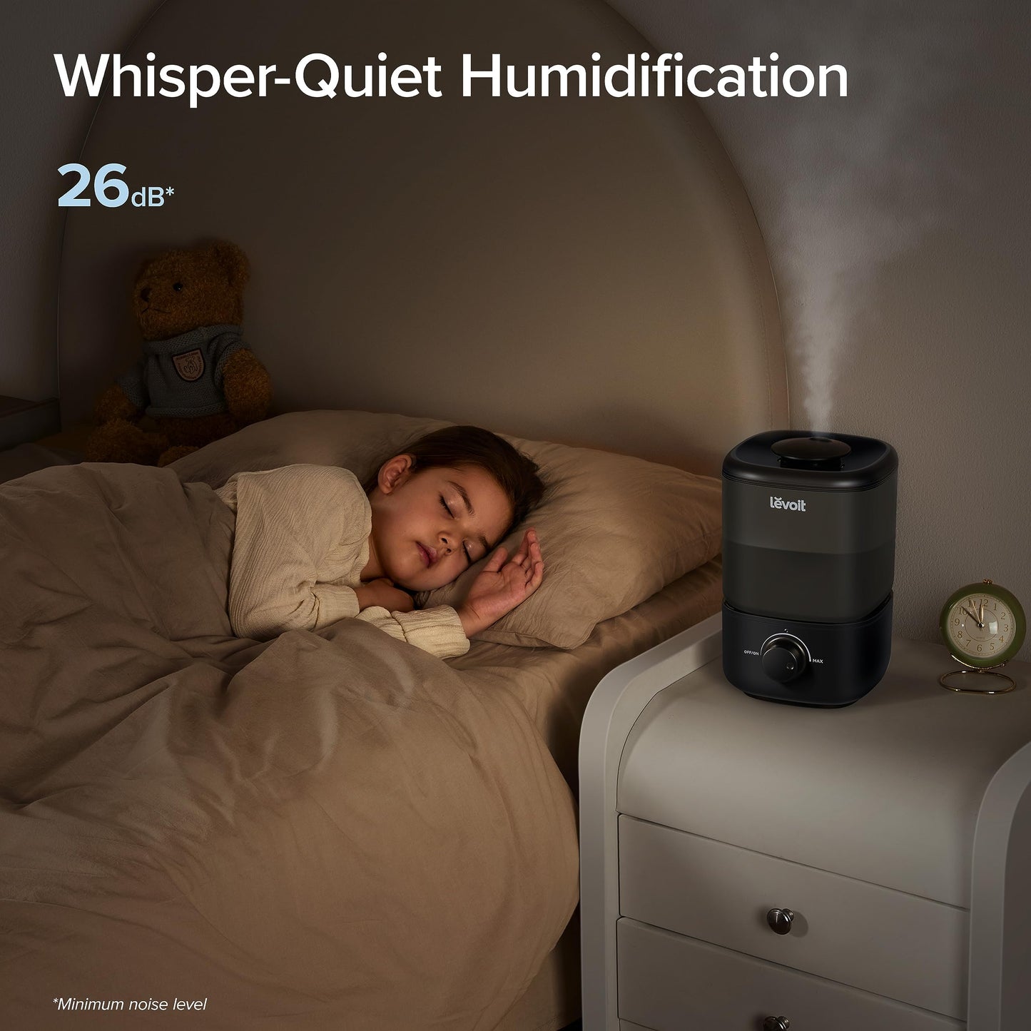 LEVOIT Humidifiers for Bedroom, Quiet (3L Water Tank) Cool Mist Top Fill Essential Oil Diffuser with 25Watt for Home Large Room, 360° Nozzle, Rapid Ultrasonic Humidification for Baby Nursery and Plant