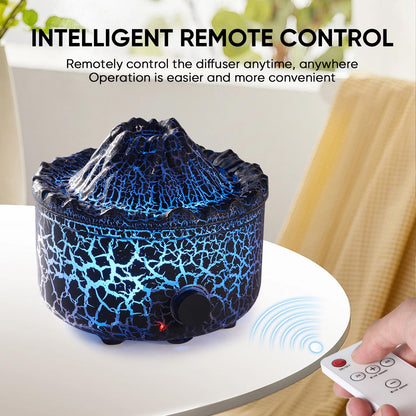 Aromatherapy Essential Oil Diffuser, 560ml Ultrasonic Cool Mist Diffuser/Humidifier with Flame & Volcano 2 Mist Mode, for Bedroom,Office,Home, Auto Shut-Off, Remote Control, Gift (Blcak)