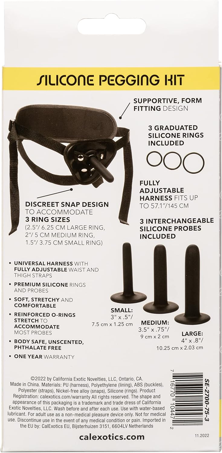 CalExotics Boundless Silicone Pegging Kit with Adjustable Strap On Harness - SE-2700-75-3 Black