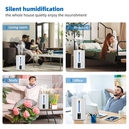6L Humidifiers for Bedroom Large Room Home, Cool and Warm for Baby and Plants Mist Top Fill Desk Humidifiers Essential Oil Diffuser, Quiet with Adjustable Mist,360°Nozzle-Black