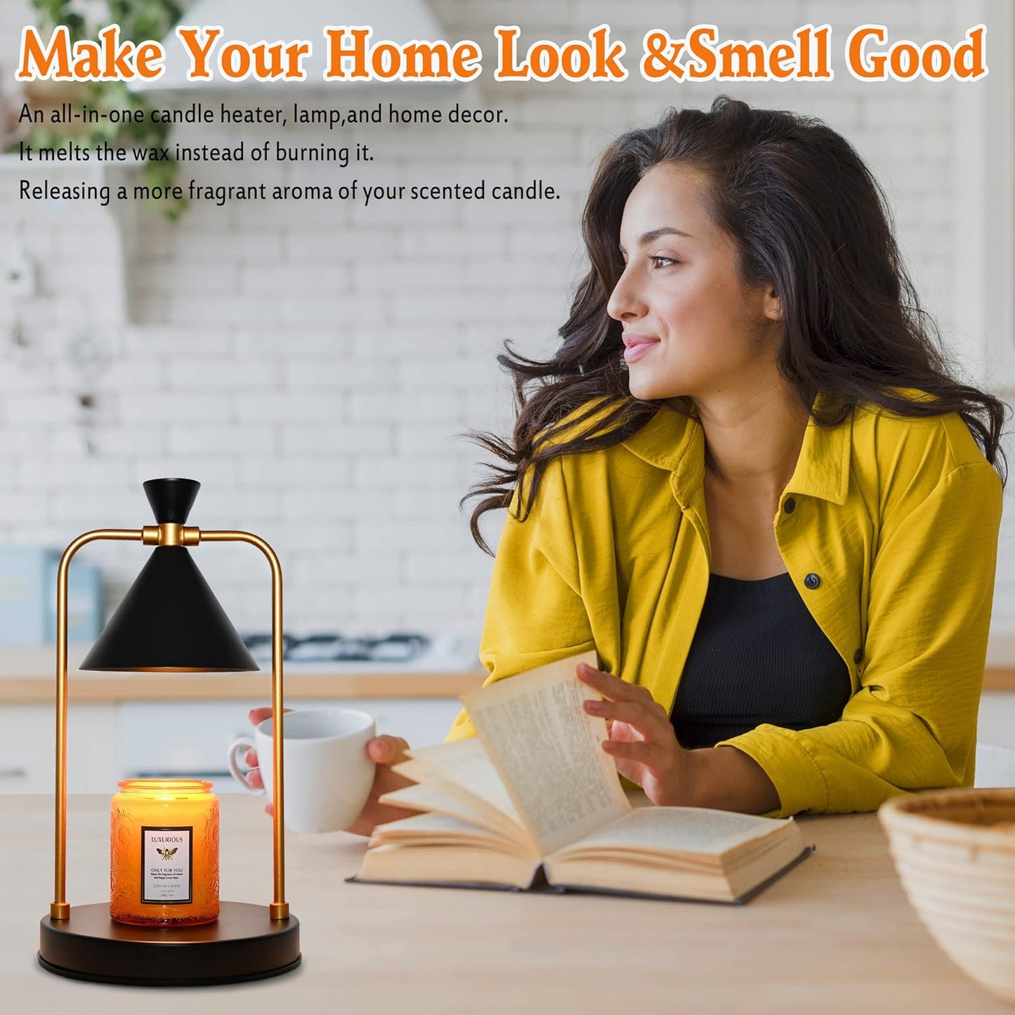 Candle Warmer Lamp with 2 Bulbs,Electric Candle Warmer with Timer,Christmas Gifts for Candle Lovers,Dimmable Candle Lamp,Compatible with Various Candles, Candle Holders for Home Decor,Black