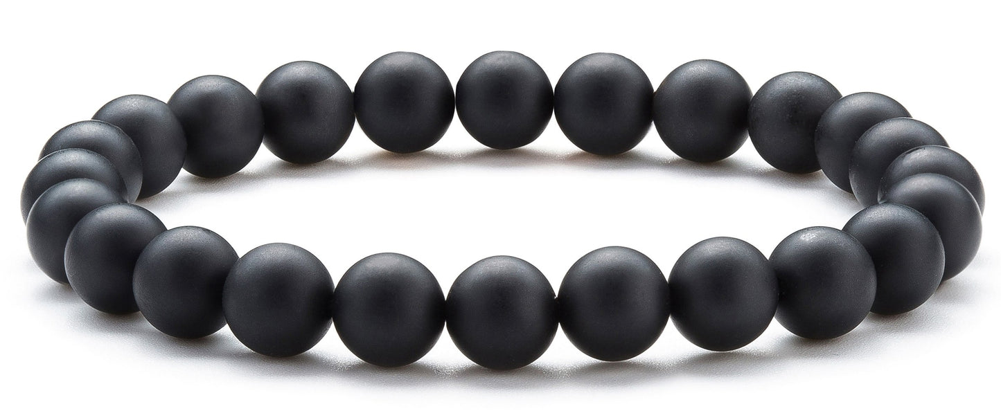 Hamoery Men Women 8mm Natural Stone Lava Rock Diffuser Bracelet Elastic Yoga Agate Beads Bracelet Bangle