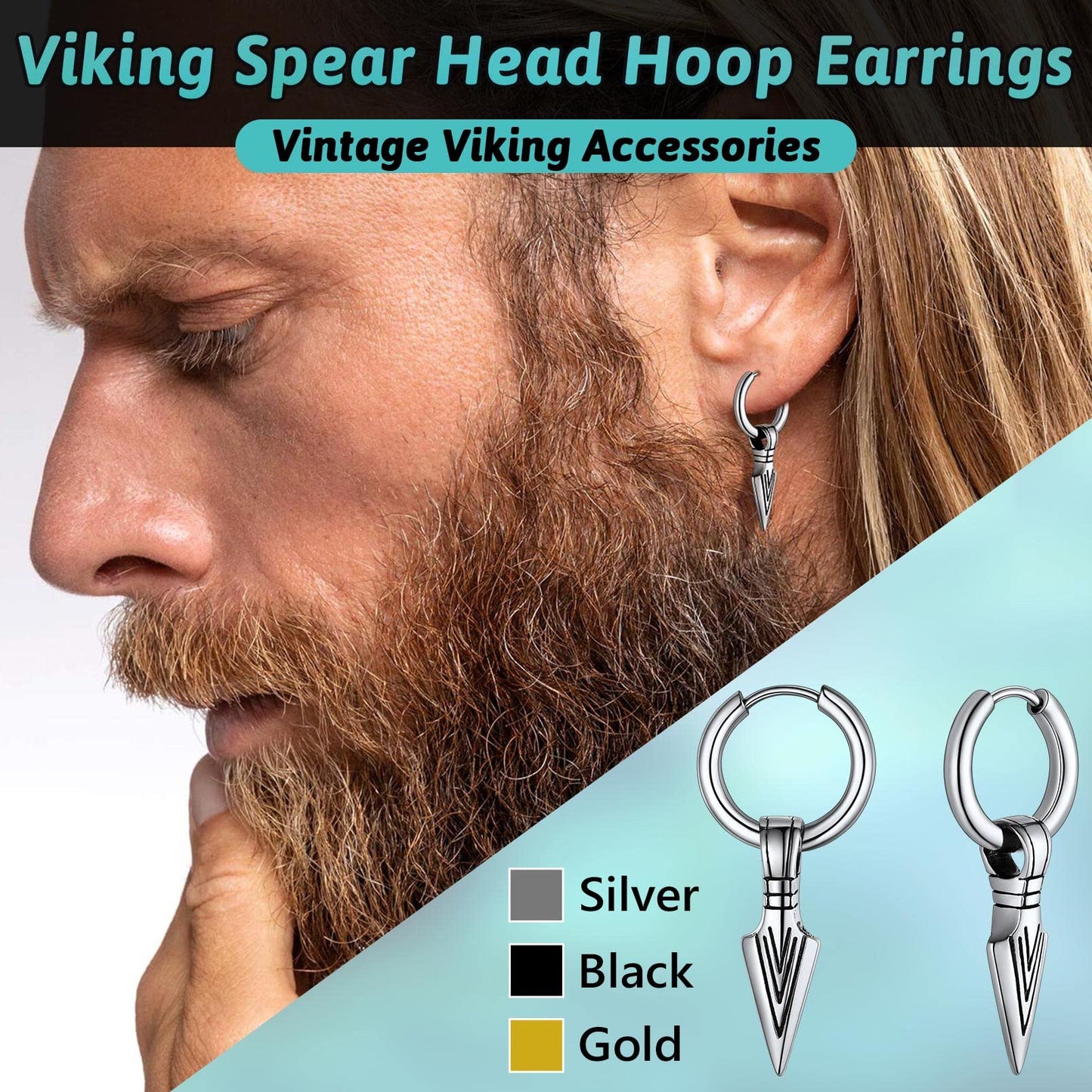 FaithHeart Viking Thors Hammer/Axe/Spear Head Earrings for Women Men Stainless Steel/18K Gold Plated Drop Earring Jewelry Gift Packaging