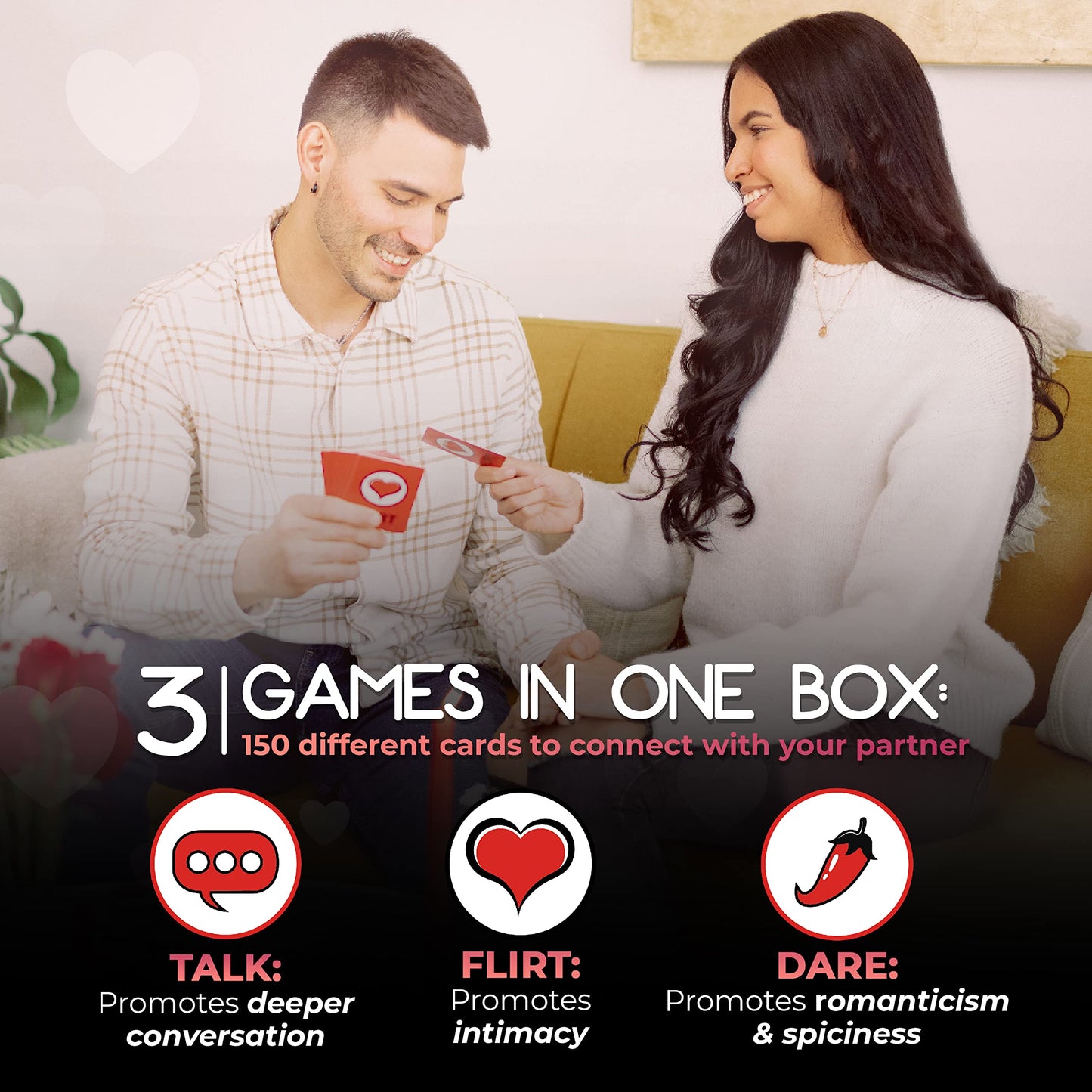 ARTAGIA Romantic Game for Couples - Date Night Ideas Girlfriend, Boyfriend, Newlywed, Wife or Husband. 3 Games in 1: Talk, Flirt, Dare. Reignite and Deepen Relationship with Your Partner.