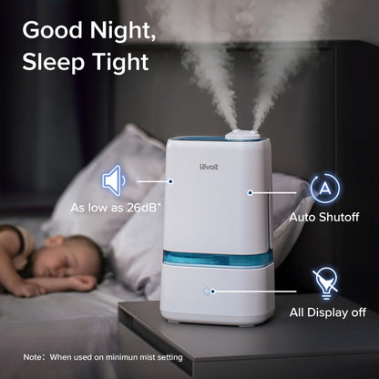 LEVOIT Humidifiers for Bedroom, Quiet (3L Water Tank) Cool Mist Top Fill Essential Oil Diffuser with 25Watt for Home Large Room, 360° Nozzle, Rapid Ultrasonic Humidification for Baby Nursery and Plant
