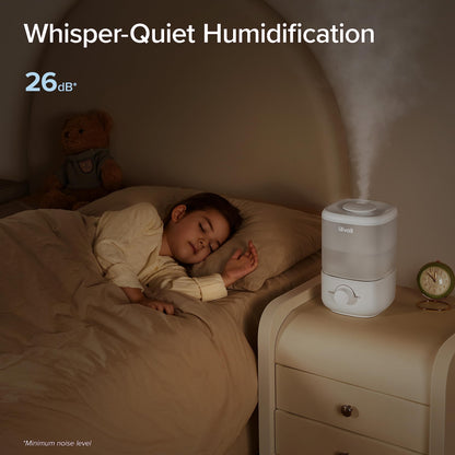 LEVOIT Humidifiers for Bedroom, Quiet (3L Water Tank) Cool Mist Top Fill Essential Oil Diffuser with 25Watt for Home Large Room, 360° Nozzle, Rapid Ultrasonic Humidification for Baby Nursery and Plant