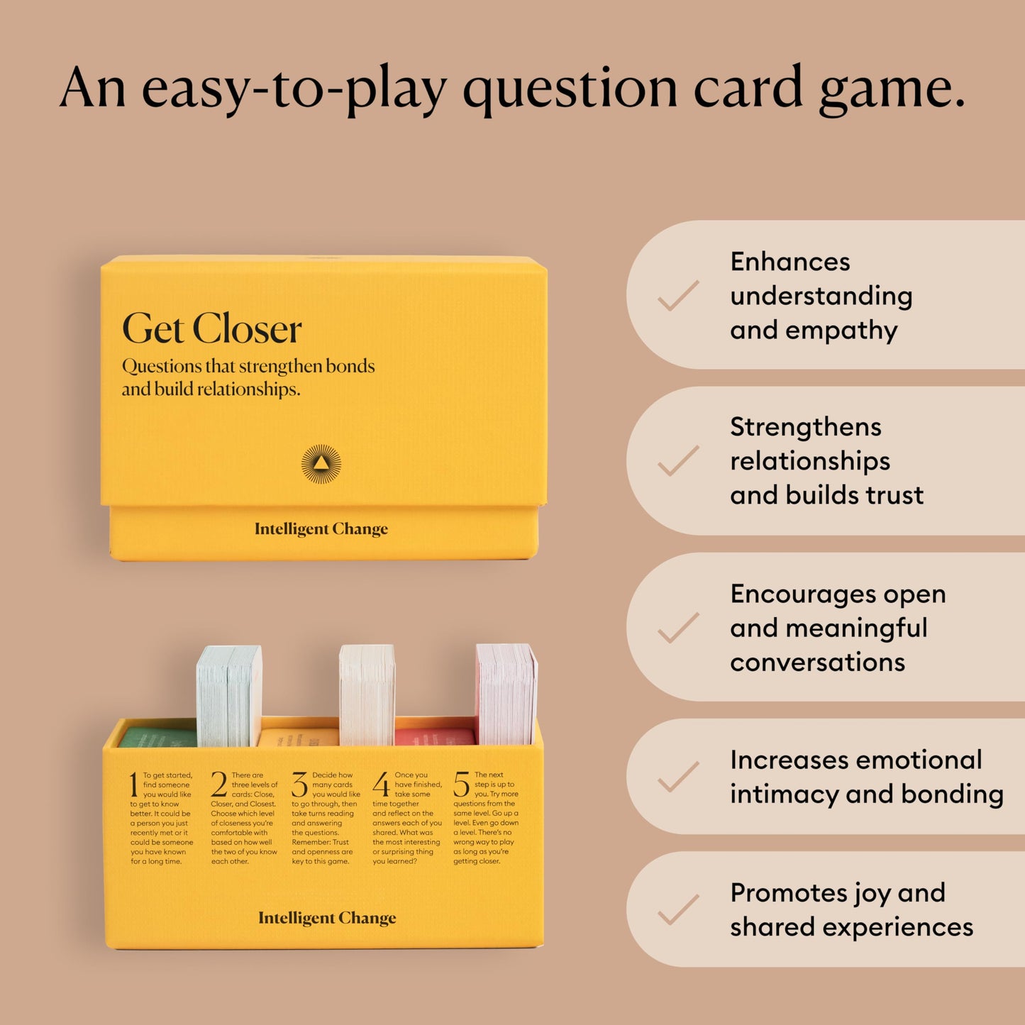 Intelligent Change Get Closer Conversation Cards for Couples, Intimacy Deck Card Game, Fun Date Night Ideas, 100 Icebreaker Couple Questions to Strengthen Bonds and Relationships