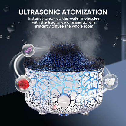 Aromatherapy Essential Oil Diffuser, 560ml Ultrasonic Cool Mist Diffuser/Humidifier with Flame & Volcano 2 Mist Mode, for Bedroom,Office,Home, Auto Shut-Off, Remote Control, Gift (Blcak)