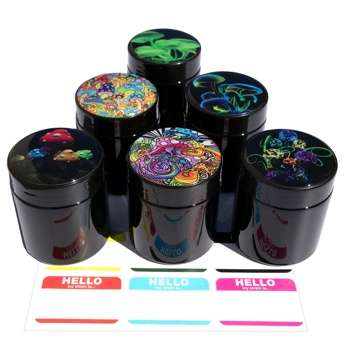 Tree Of Life Design UV Proof Premium Jar Herb Storage Container (6 Piece Set)