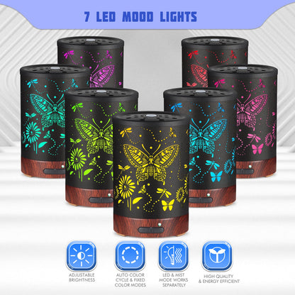 Metal Essential Oils Diffuser 150ML Aromatherapy Diffuser Cool Mist Humidifier with 7 Colors Lights Waterless Auto Off Air Diffusers as Gifts for Moms Women Girls (Bigfoot)