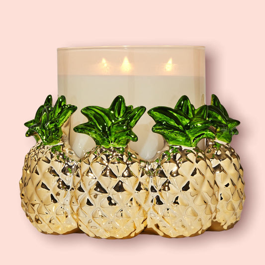 Candle Holder Compatible with 3-Wick Candles - Select Your Favorite! (Candle NOT Included) - Pineapple Ring Pedestal