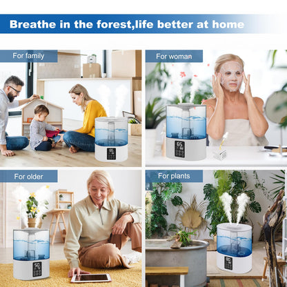 6L Humidifiers for Bedroom Large Room Home, Cool and Warm for Baby and Plants Mist Top Fill Desk Humidifiers Essential Oil Diffuser, Quiet with Adjustable Mist,360°Nozzle-Black