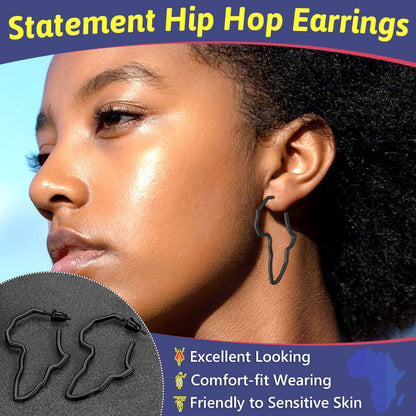 FaithHeart African Map Shaped Drop Earrings Stainless Steel/18K Gold Plated Statement Africa Jewelry Ear Charms for Women Teen Girls
