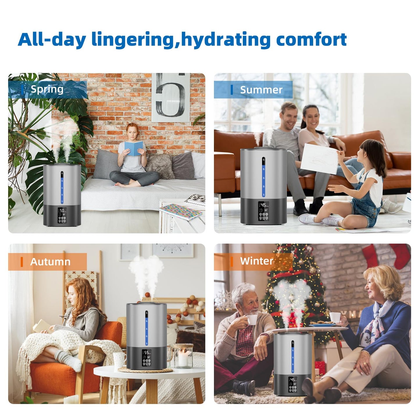 6L Humidifiers for Bedroom Large Room Home, Cool and Warm for Baby and Plants Mist Top Fill Desk Humidifiers Essential Oil Diffuser, Quiet with Adjustable Mist,360°Nozzle-Black