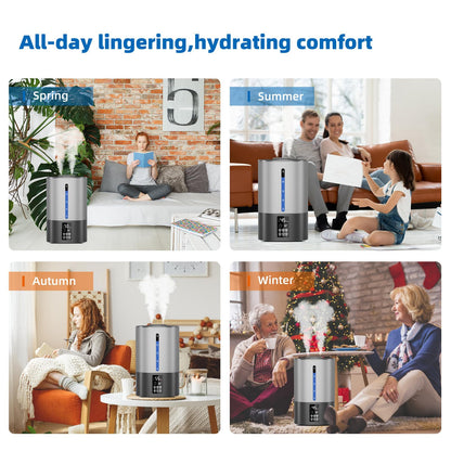 6L Humidifiers for Bedroom Large Room Home, Cool and Warm for Baby and Plants Mist Top Fill Desk Humidifiers Essential Oil Diffuser, Quiet with Adjustable Mist,360°Nozzle-Black