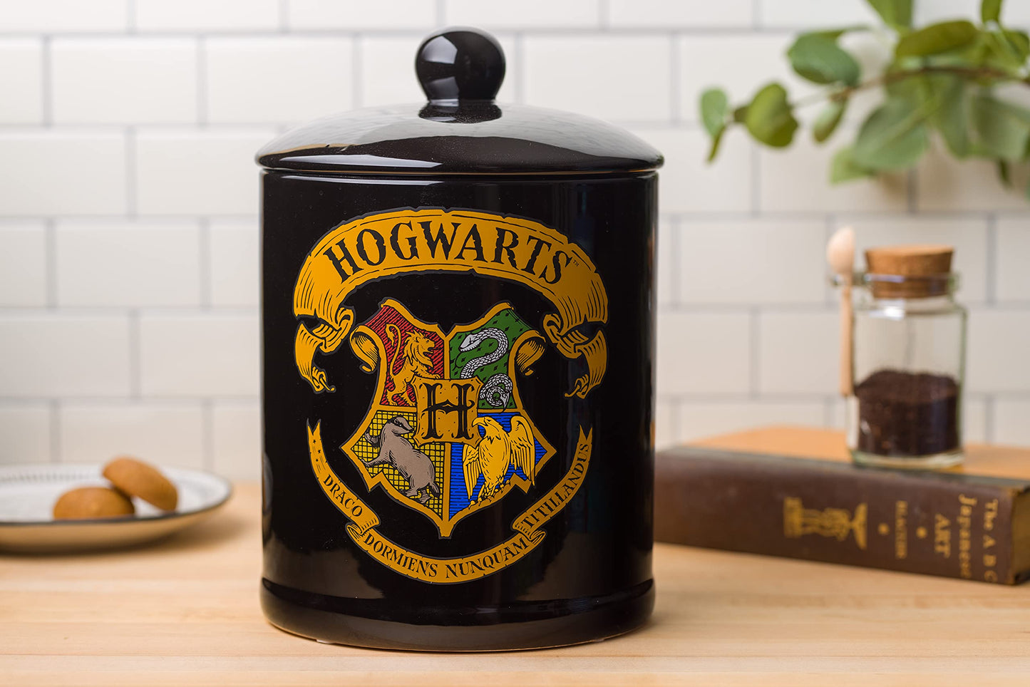 Silver Buffalo Harry Potter Hogwarts House Crest Cauldron Sculpted 3D Hand Painted Ceramic Snack Cookie Jar (Small)