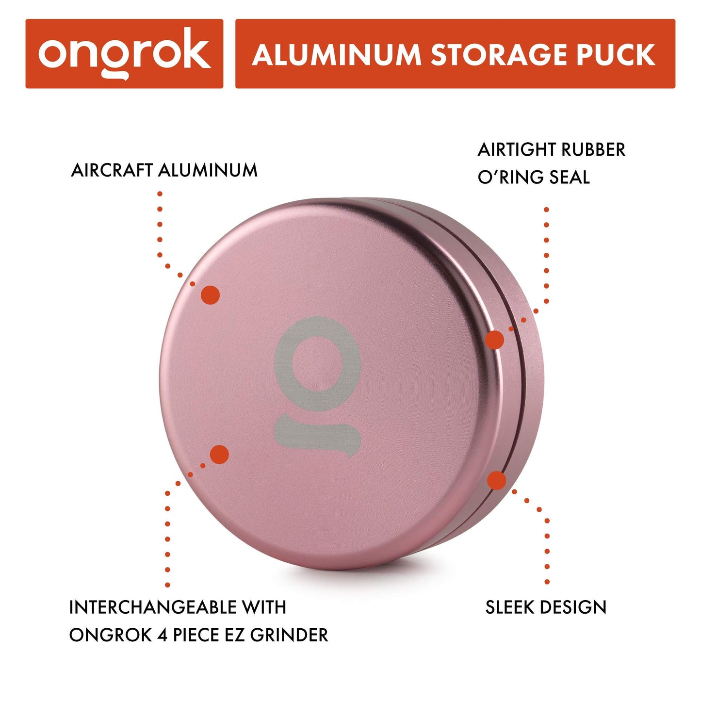 ONGROK Storage Puck, Gold, Perfect Size Case to Store in Your Pocket, Airtight, Preserves Moisture Profile, Smell and Aroma