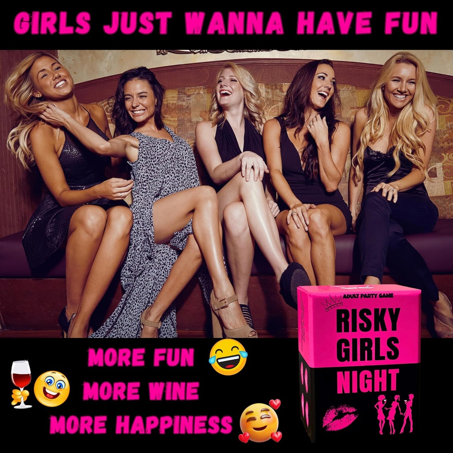 Risky Girls Night - Fun Party Game for Ladies Nights: 150 Spicy Questions and Hilarious Dares, Drinking Games - Bachelorette, Pregame, Birthday Parties Gifts