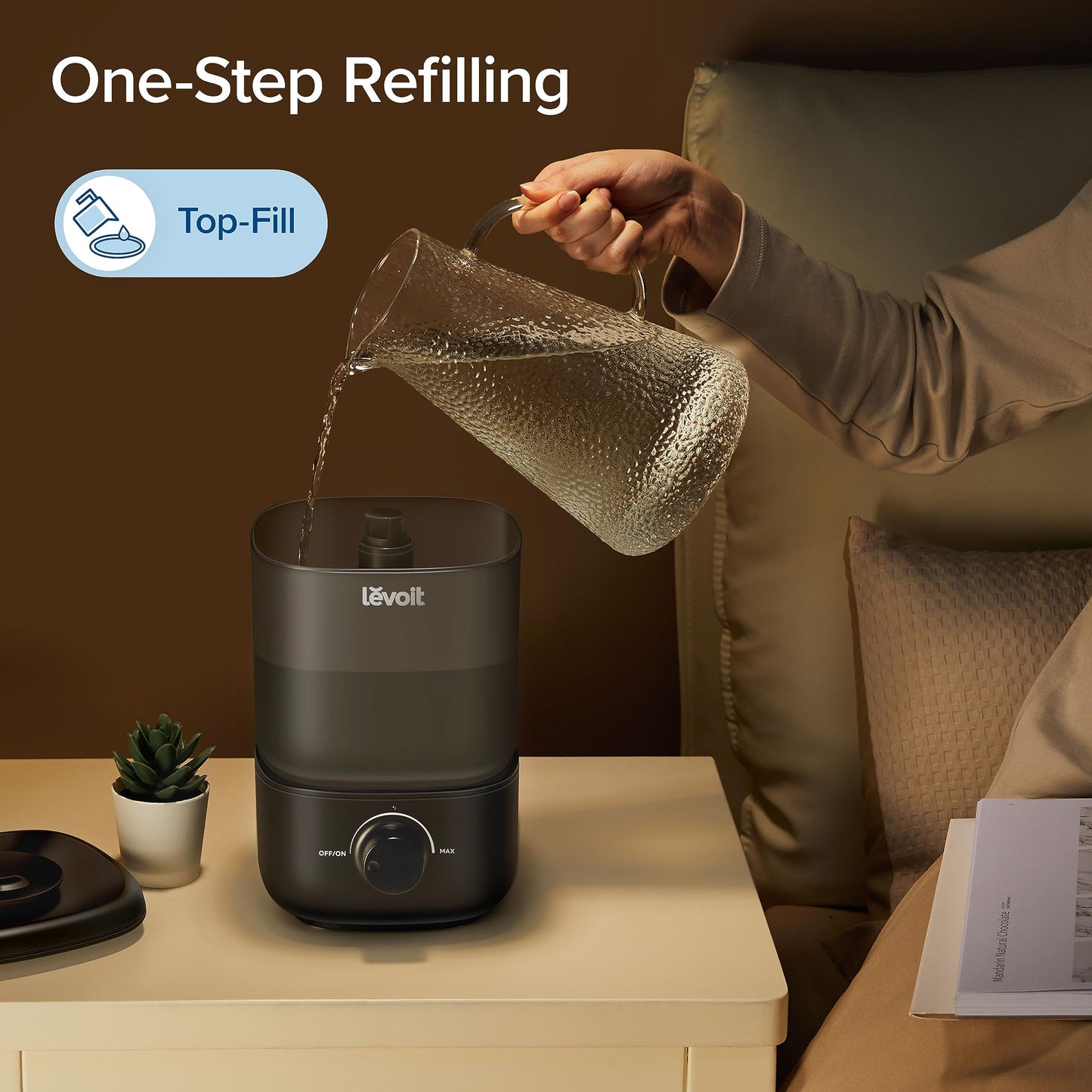 LEVOIT Humidifiers for Bedroom, Quiet (3L Water Tank) Cool Mist Top Fill Essential Oil Diffuser with 25Watt for Home Large Room, 360° Nozzle, Rapid Ultrasonic Humidification for Baby Nursery and Plant