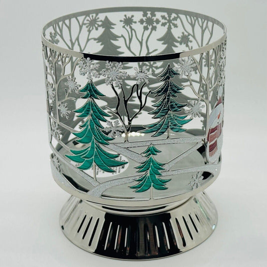 Bath & Body Works 3 Wick Candle Holder Sleeve Happy Snowman Pedestal