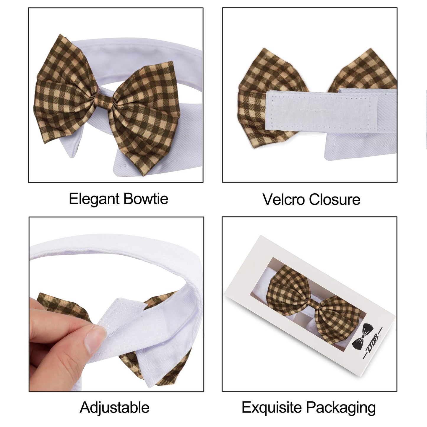 Handcrafted Adjustable Formal Pet Bowtie Collar Neck Tie for Dogs & Cats (S, Black)