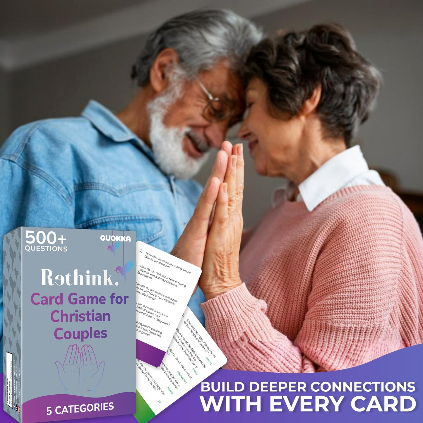 QUOKKA Conversation Cards Game - Christian Couples Edition | Original Version | Religious Gift | Relationship Connection - Great Board Game for Married Husband & Wife