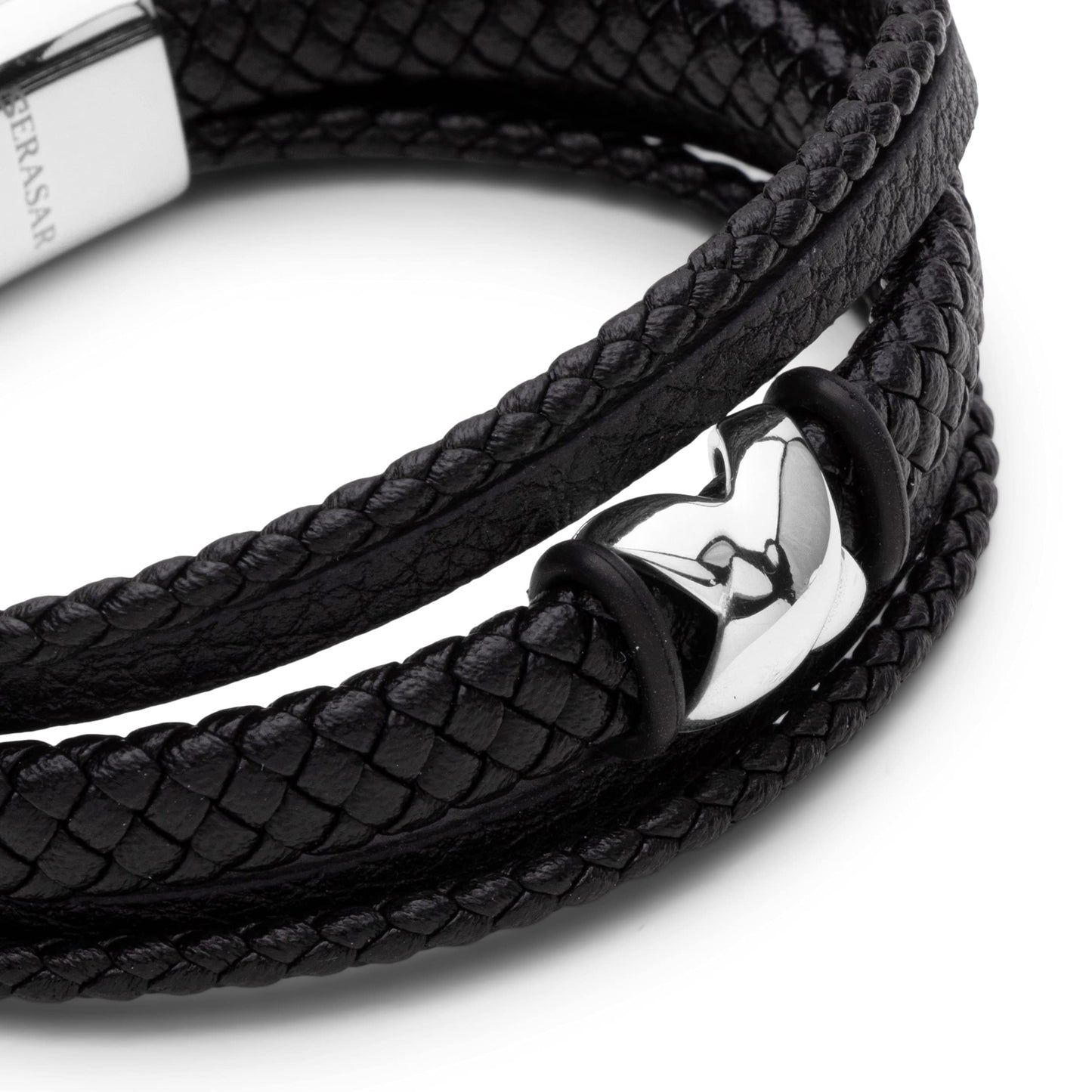 SERASAR Premium Leather Bracelet Men | Stainless Steel Magnetic Clasp | Three Colors | Jewelry Box Included