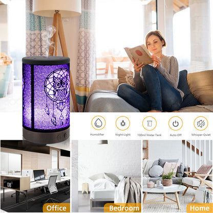 Skull Essential Oil Diffuser, Daroma 100ml Metal Aromatherapy Ultrasonic Cool Mist Humidifier Air Scent Home Office Gift, 7 Colors Changed LED Mood Light, Waterless Auto-Off