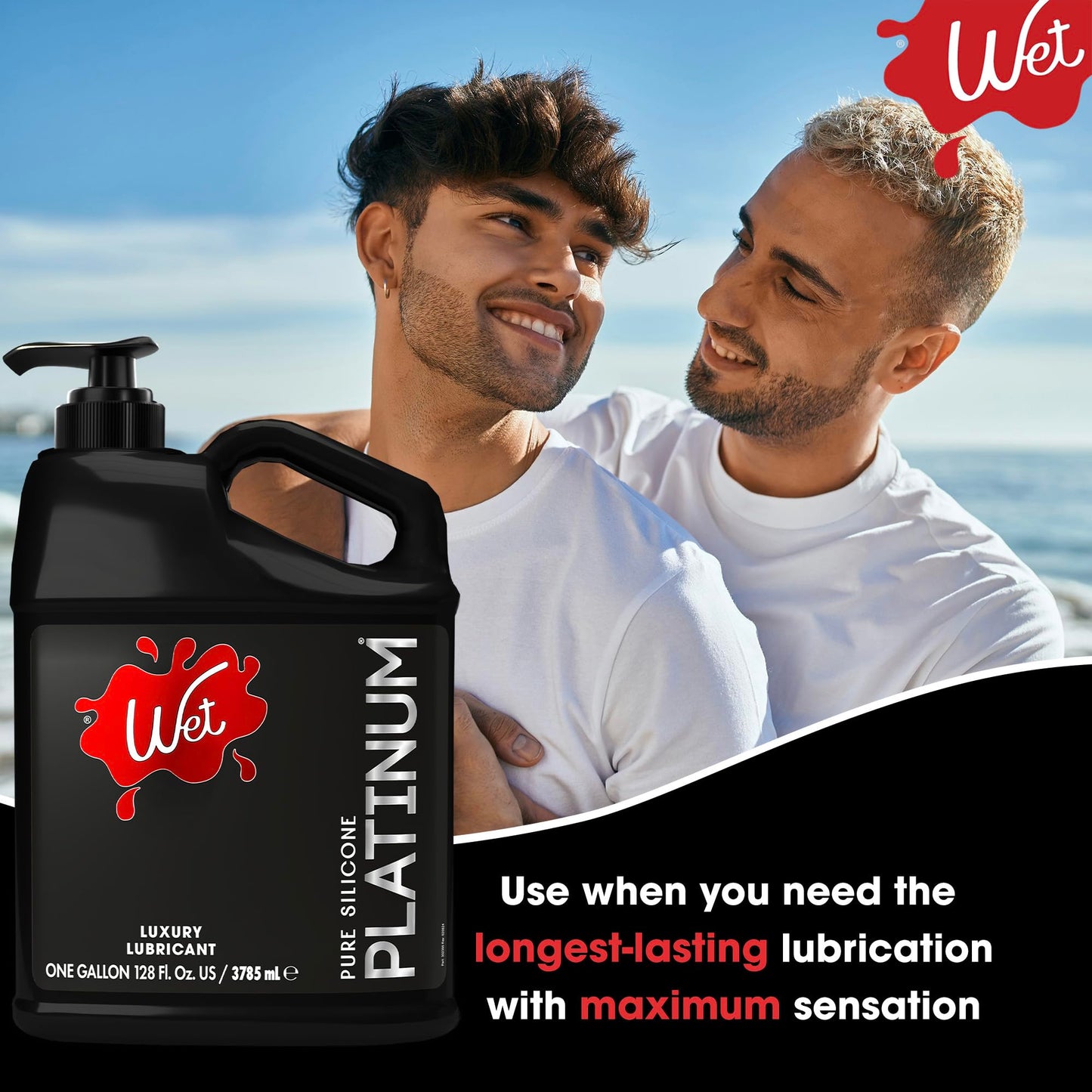 Wet Platinum Silicone-Based Lube for Men, Women & Couples, 4.2 Fl Oz - Ultra Long-Lasting & Water-Resistant Premium Personal Lubricant - Safe to Use with Latex Condoms - Non-Sticky & Hypoallergenic