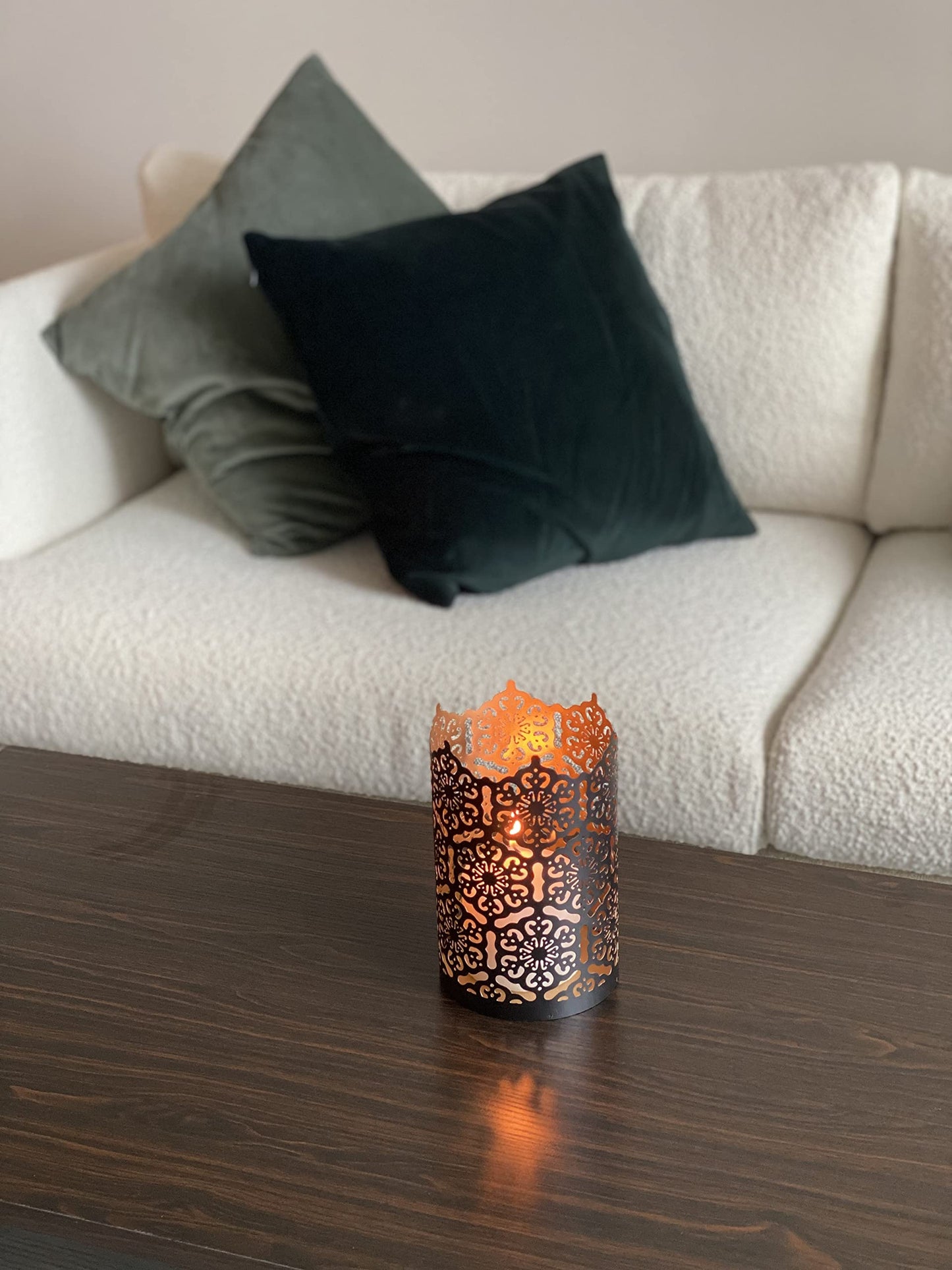 Hosley 4.5" High Black (Gold Inside) Metal Jar Holder Candle Sleeve. Candle Holder, Votive, Tea Light Lanterns Use with Tealights. Ideal Gift for Weddings, Parties, Spa and Aromatherapy O6