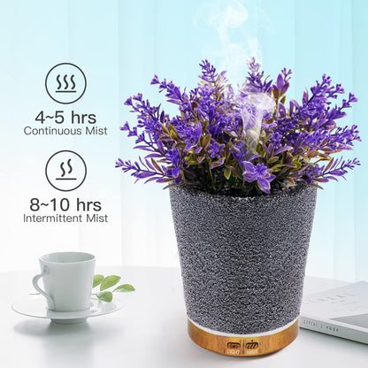 Essential Oil Diffuser, Lavender Plant Potted Aromatherapy Diffuser, 150ml Cold Mist humidifier, Super Quiet and Waterless auto Shut Off, ultrasonic Oil Diffuser for Home Office