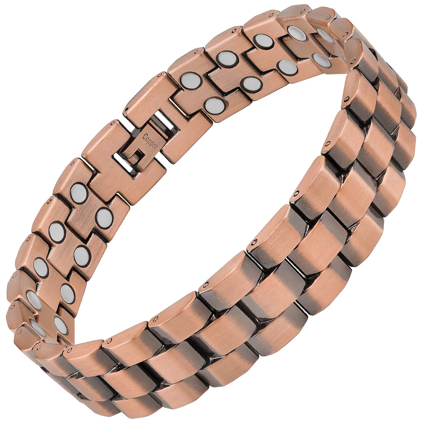 MagnetRX® Pure Copper Bracelet for Men – Effective Ultra Strength Magnetic Copper Bracelets – Adjustable Bracelet Length with Included Sizing Tool (Leo Style)