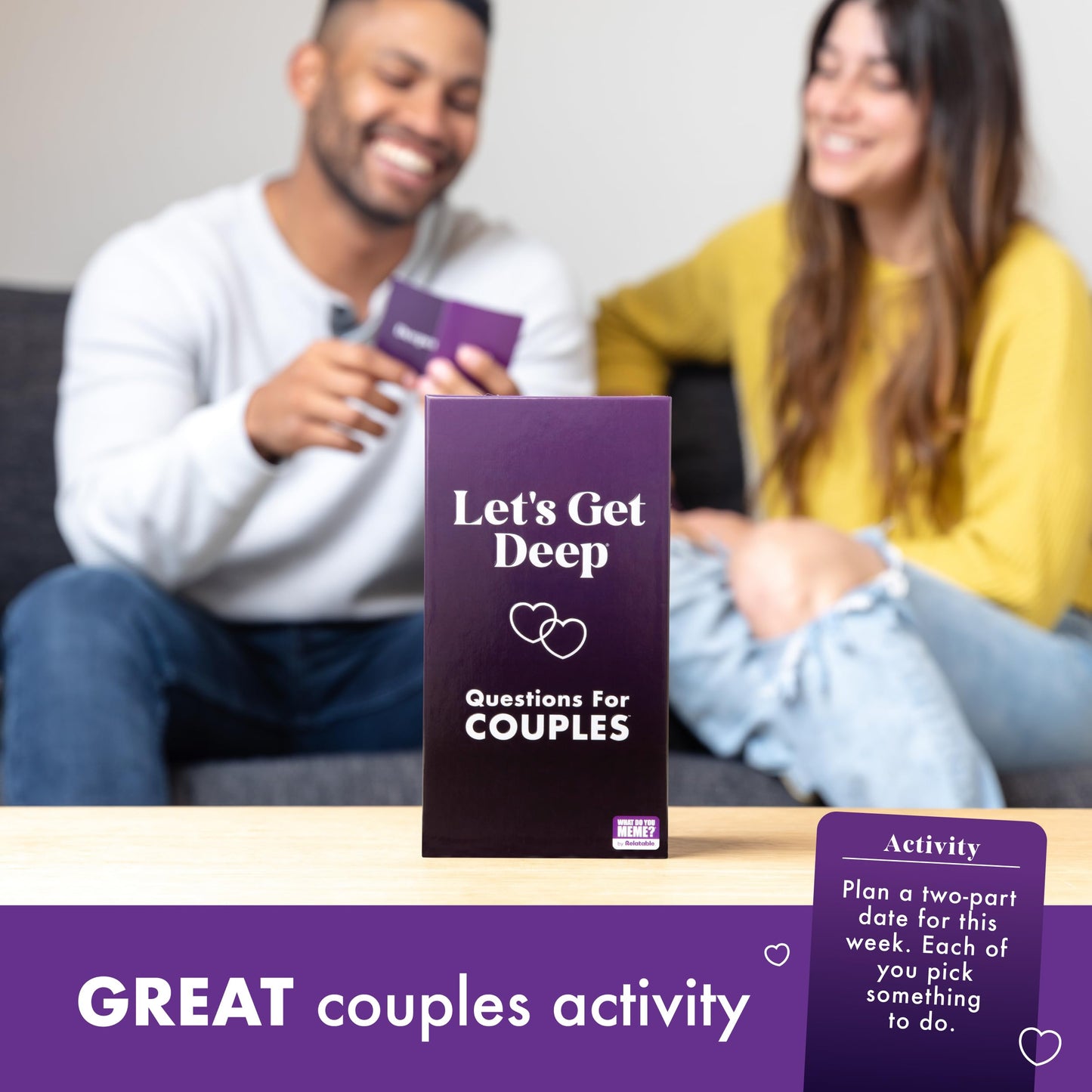 Let's Get Deep by Relatable, A Question Card Game for Couples, Great for Date Night Ideas, Couples Gifts, Wedding Gifts, and Long Distance Relationship Gifts, Includes 300 Cards to Build Up Intimacy