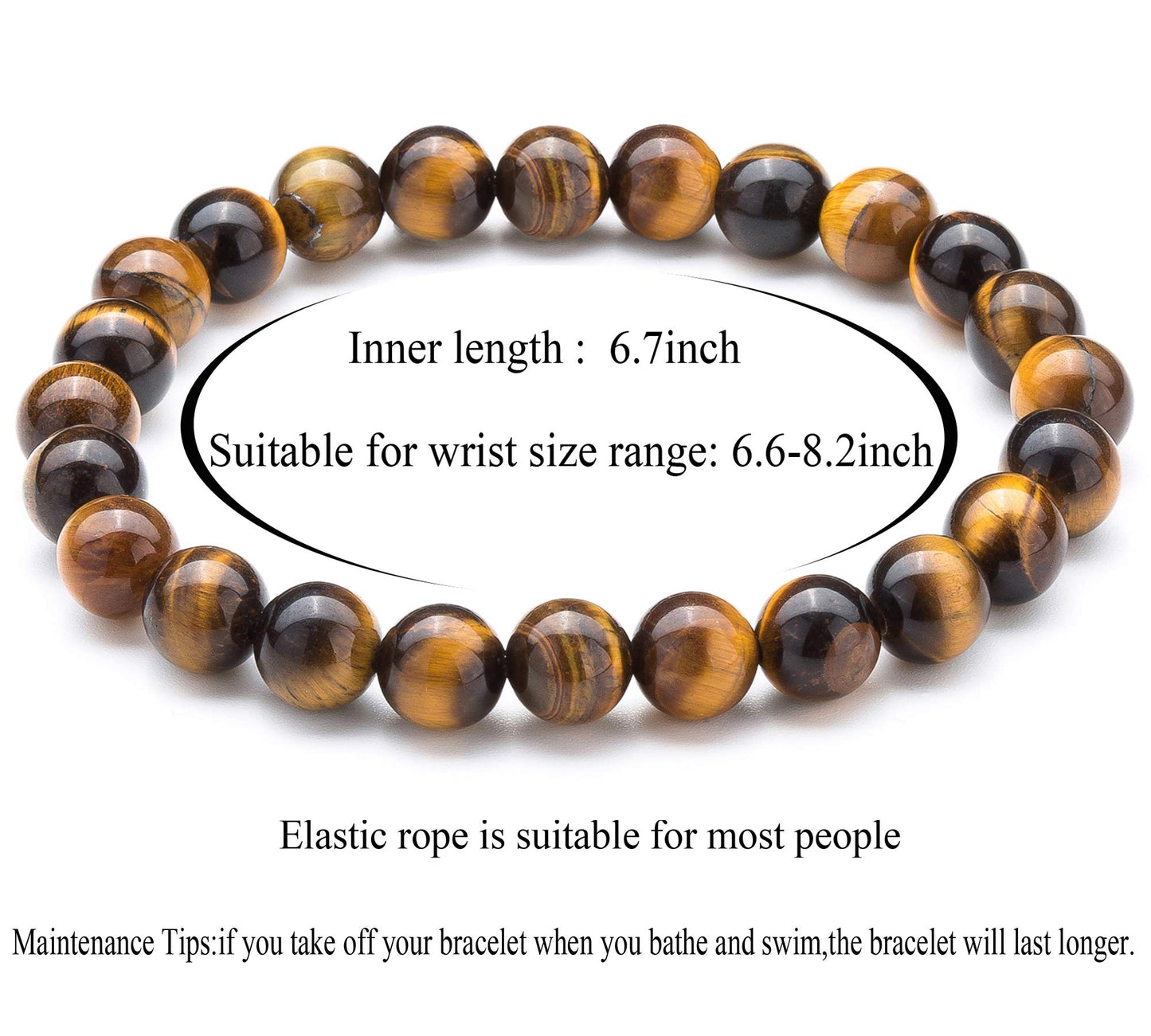 Hamoery Men Women 8mm Natural Stone Lava Rock Diffuser Bracelet Elastic Yoga Agate Beads Bracelet Bangle