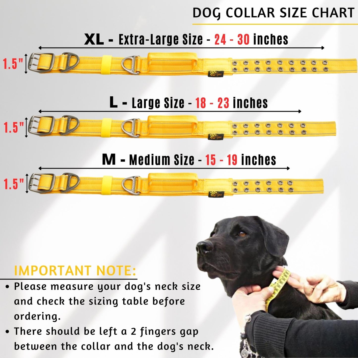 ADITYNA - Heavy Duty Dog Collar with Handle - Thick Dog Collar for Large Dogs - Wide, Reflective, Tactical, Soft Neoprene Padded - Perfect Dog Collar for Training and Walking