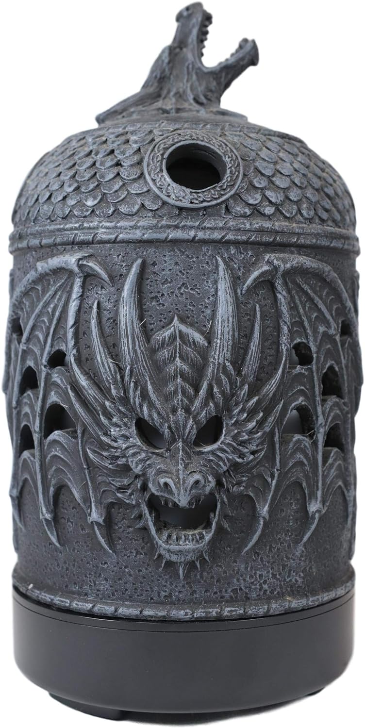Ebros Gift Fantasy Draco's Smoke Breath Gothic Dragon with Celtic Trinity Knotwork Aroma Essential Oil Diffuser with Colorful LED Lights and Electronic USB Power Cord Home Aromatherapy Accessory