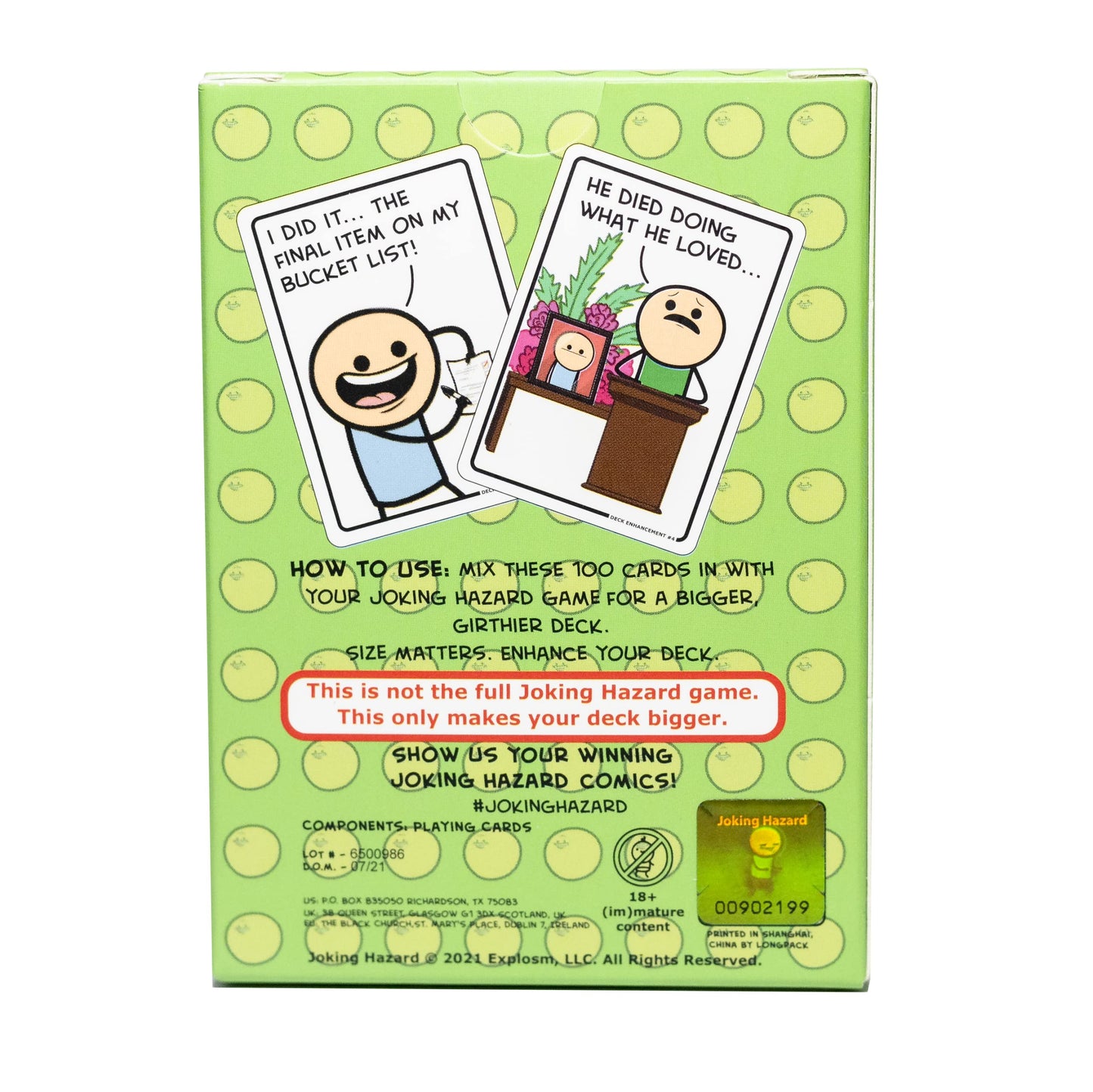 Deck Enhancement #4 - The Fourth Expansion of Joking Hazard Comic Building Card - Party Game by Cyanide and Happiness for 3-10 Players ,Green