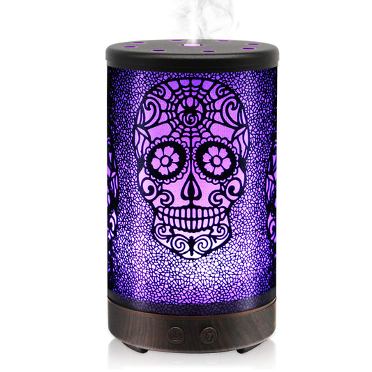 Skull Essential Oil Diffuser, Daroma 100ml Metal Aromatherapy Ultrasonic Cool Mist Humidifier Air Scent Home Office Gift, 7 Colors Changed LED Mood Light, Waterless Auto-Off