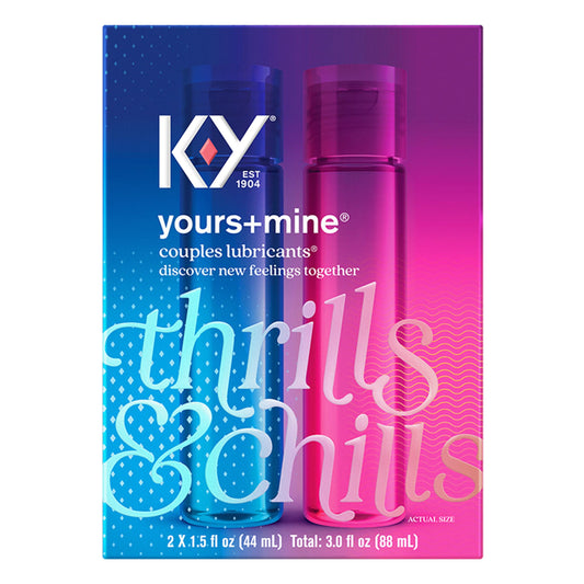 K-Y Yours + Mine Couples Personal Lube, Two Personal Lubricants, Water Based Lube for Women & Glycerin-Based Lube for Men, 2 x 1.5 FL OZ