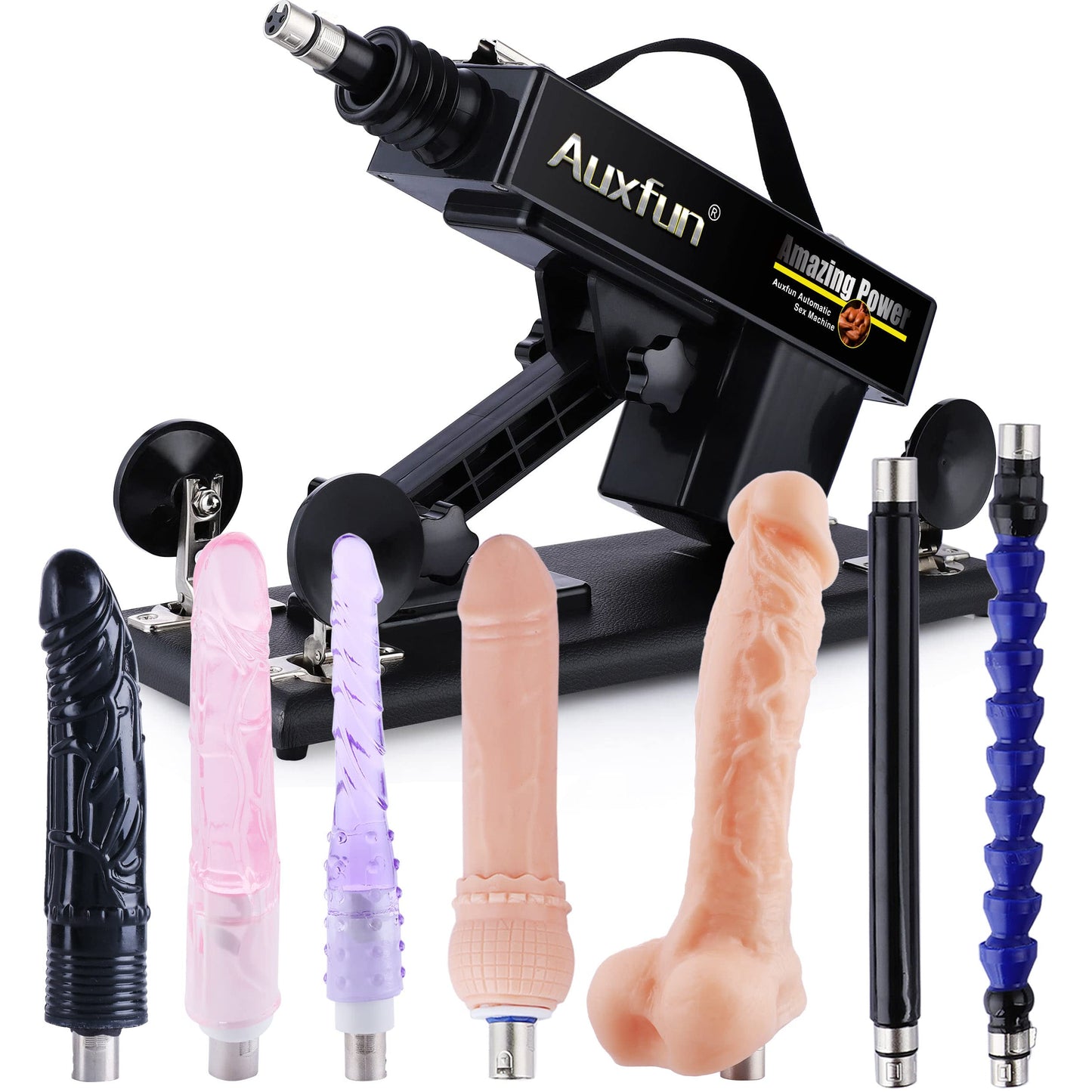 AUXFUN Sex Machine Guns, Automatic Machine Adult Sex Toys Adjustable 3 XLR Connector Love Machine with 8 Attachments for Men Women and Couples